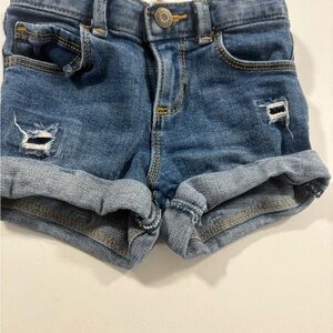 Old Navy Girl's Blue Distressed Denim Roll-Cuff Shorts